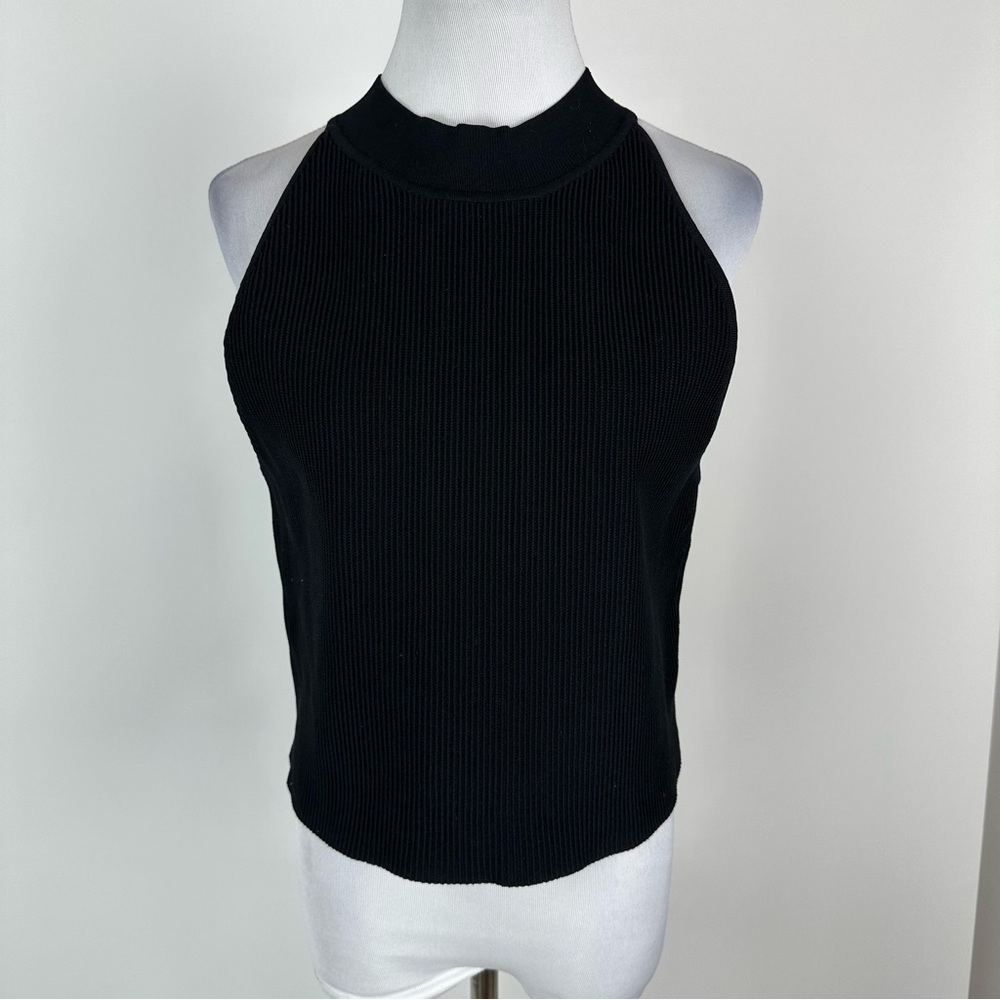 Aritzia Babaton Black Ribbed High Neck Tank Top Size 2XL